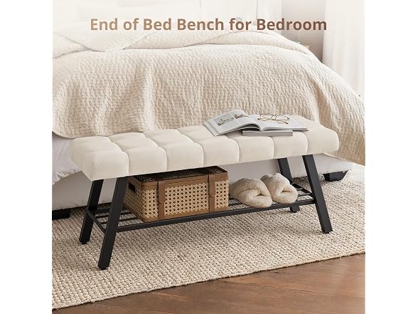 Lue Bona 45" Entryway Bench Linen Color