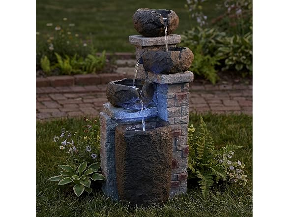 Sunnydaze Decor 30in Solar Bowl Fountain Brown - Gallery 8