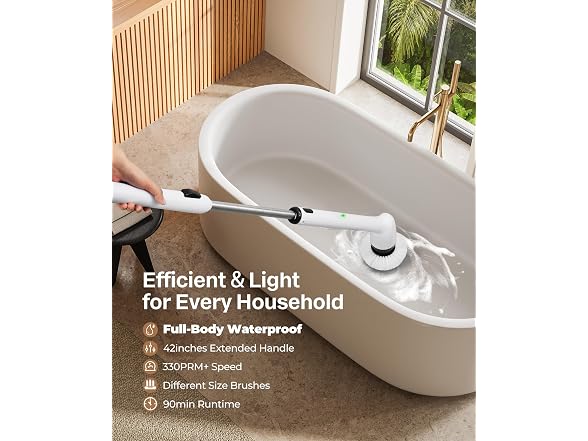 LyriFine IPX7 Electric Brush 42in Handle