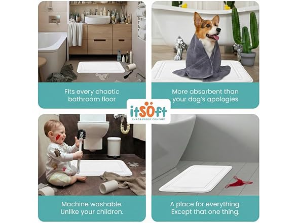 ITSOFT Memory Foam Bath Mat 24x16, Non Slip