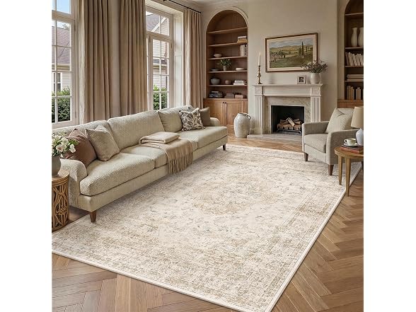 PureCozy Vintage Oriental Beige Area Rug 8'x10'