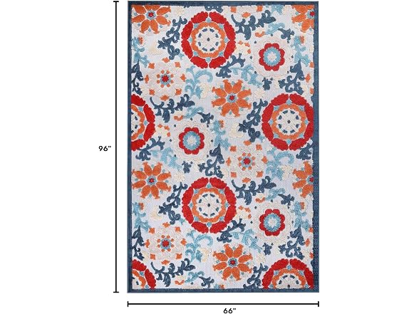 Superior Petunia Floral Scroll Rug 5x8