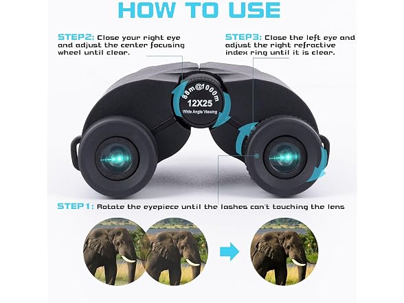 LUXUN 12x25 Compact Binoculars