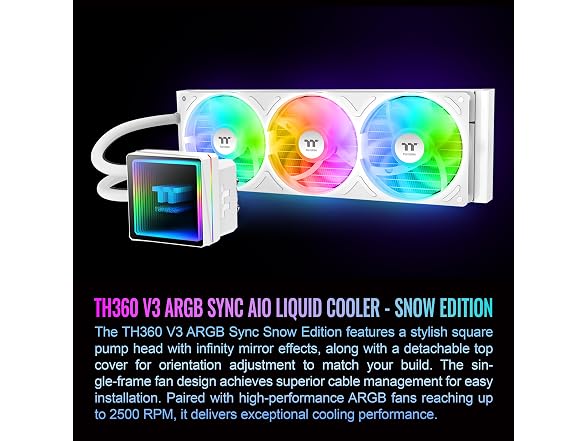 Thermaltake TH360 V3 ARGB CPU Liquid Cooler 360mm White