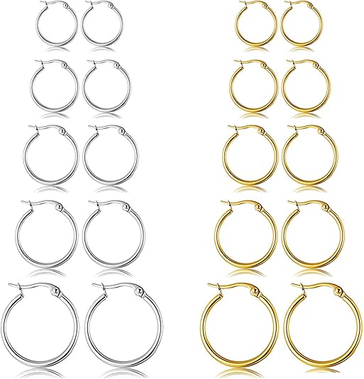 Essential Hoop Earring Set (20mm–80mm) - Gallery 5
