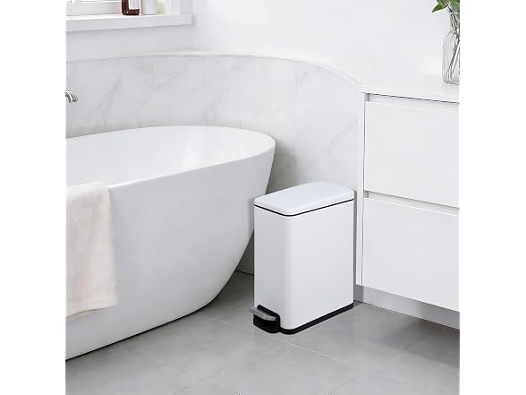 MOVECOM 12 Gal Step-On Trash Can White