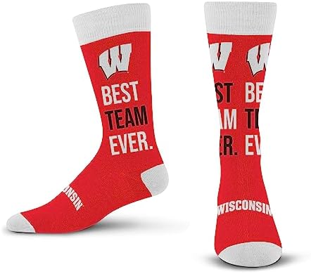 For Bare Feet NCAA WISCONSIN BADGERS Best Team Ever Crew Sock Team Color OSFM