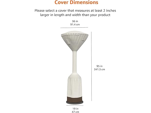 Patio Heater Cover 36"x18.5"x95" Tan