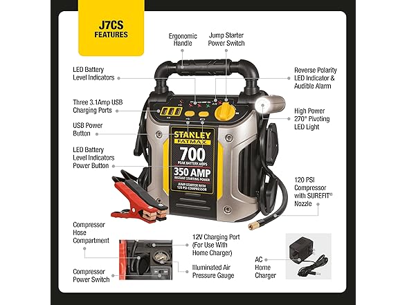 Stanley FATMAX J7CS Portable Power Station Jump Starter