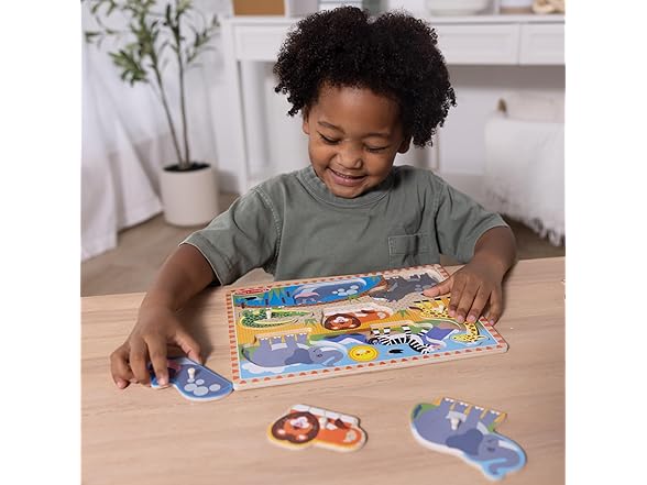 Melissa & Doug Safari Wooden Peg Puzzle (7 pcs)