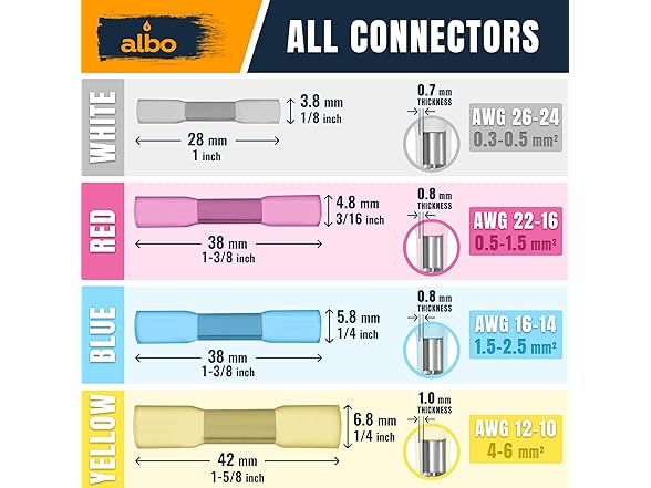 ALBO Heat Shrink Butt Connectors 500pc