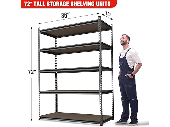 WORKPRO 5-Tier Garage Shelving 36x18x72