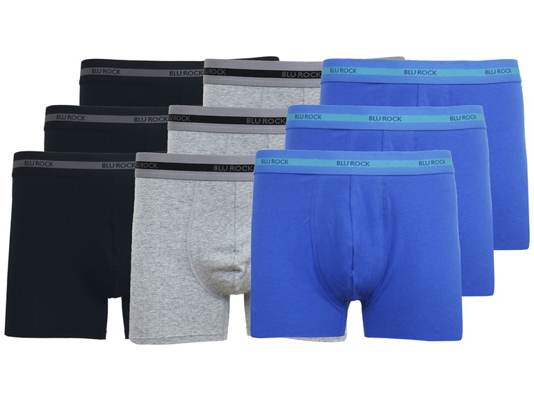 BLU ROCK WC-----J/MBB-565 / BK-HG-MB / S Small Mens Cotton Flex Stretch Boxer Briefs Black x3 - Heather Grey x3 - Medium Blue x3