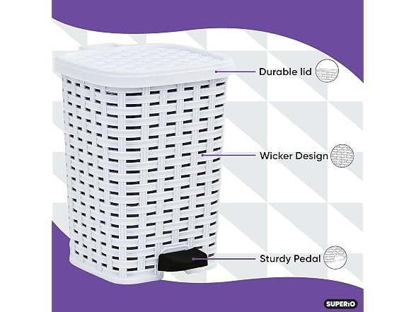 Superio 3 Gal Step-On Trash Can White 2