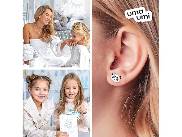 UmaUmi  925 Sterling Panda Studs Girls