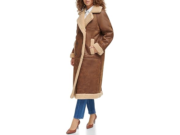 Levis Womens Faux Shearling Long Coat