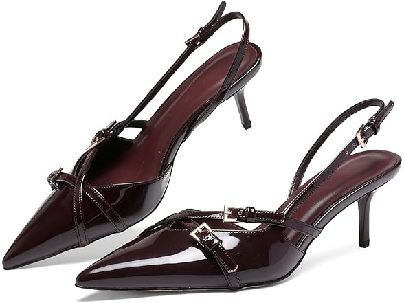 Women Red Slingback Heels