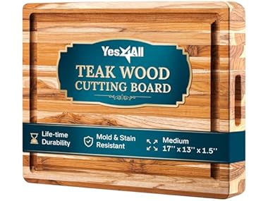 $28.99, Was $60.43, 52% Off! Yes4All Teak Cutting Board 17"x13" dealfomo