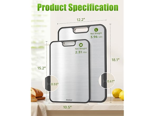 Washour Non Toxic Titanium Cutting Board for Kitchen