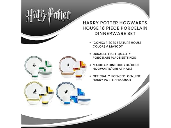 Harry Potter Hogwarts House Dinnerware