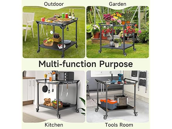 NUUK 32in Stainless Steel Grill Cart Black