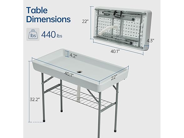 Winlice Outdoor Ice Cooler Folding Table, Portable Cooler Table with Removable Matching Skirt, Chill Table for Party BBQ Camping Wedding White (Open Box)
