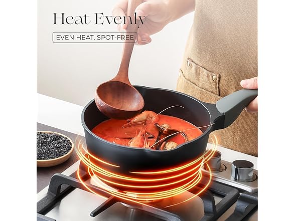 PRICUSIS Nonstick Saucepan with Lid, 2.7 Quart