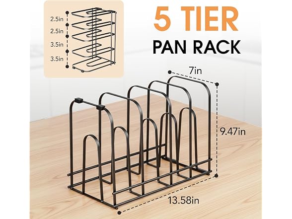 5-Tier Pot and Pan Organizer 13.6"