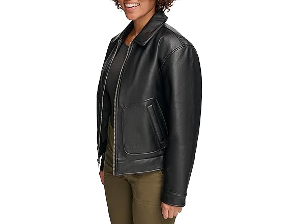 Levis Womens Faux Leather Dad Bomber