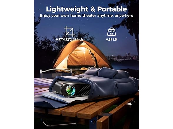 ELEPHAS Projector with WiFi & Bluetooth - 800 ANSI Lumens HD Home Theater, Officially Licensed Prime Video/YouTube, Auto Keystone, HDMI/USB, iOS & Android Compatible (Open Box)