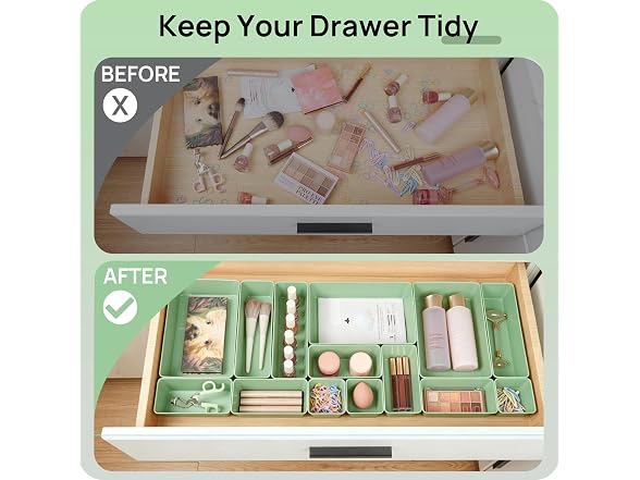 Vtopmart Sage Green 25 PCS Plastic Drawer Organizer