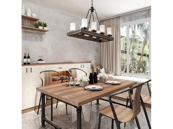 LNC Farmhouse Wood Chandelier