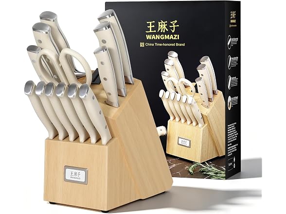 WANGMAZI 15-Pc Knife Block Set