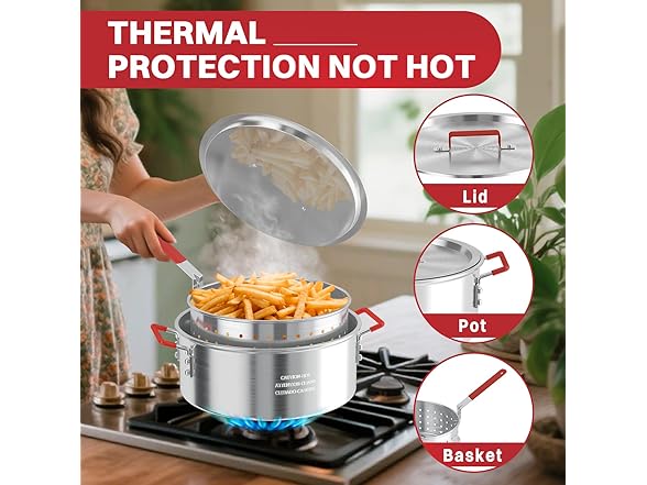 Pipopa 10QT Fish Fryer Pot with Lid