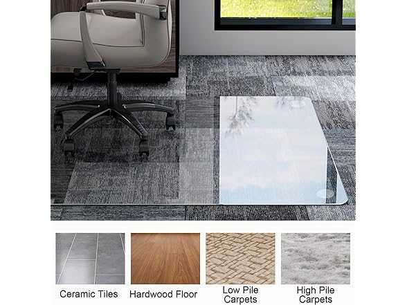 Tempered Glass Chair Mat, 54"x32"