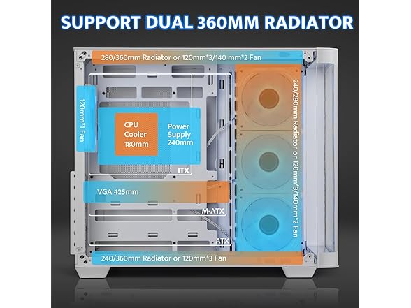 darkFlash ATX Mid-Tower PC Case, White