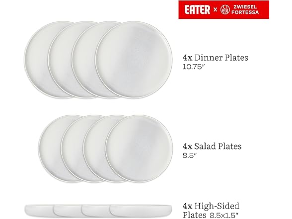 Eater x Zwiesel Fortessa Foss Stoneware, 12 Piece Dinnerware Set 