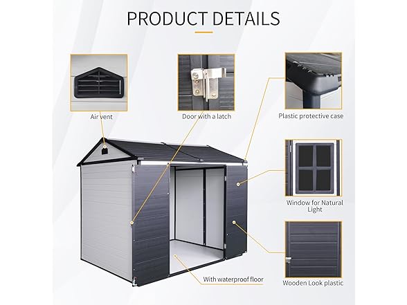 ZENITHLIVING Outdoor Storage Shed, Grey
