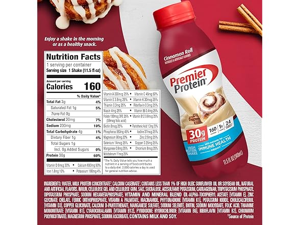 1CT Premier Protein Shake, Cinnamon Roll, 30g Protein