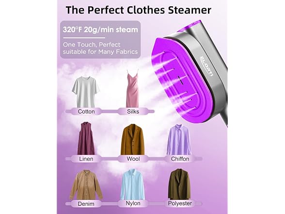 ELORTI Steamer for Clothes, Clothes Steamer Handheld 2 in 1