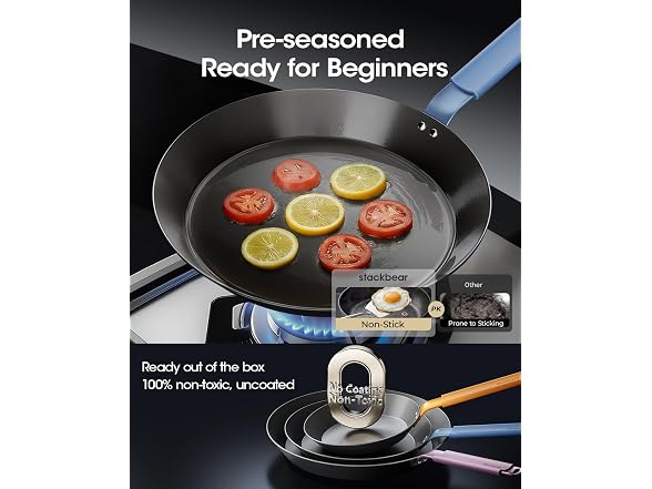 stackbear Carbon Steel Frying Pan Set
