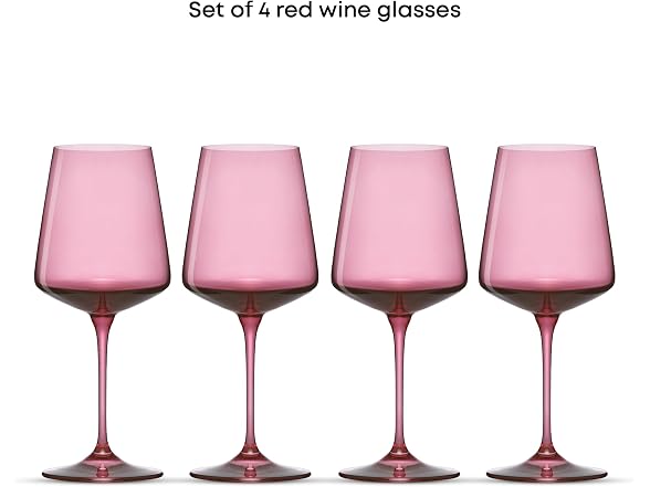 JoyJolt Sidney Stemmed Red Wine Glasses Set of 4 Blush