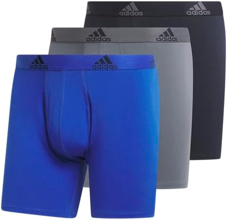 adidas Men's Performance Stretch Cotton Boxer Briefs 3-Pack, Soft Underwear, Superior Comfort, Team Royal Blue/Onix Grey/Legend Ink Blue, XX-Large