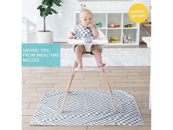 Bumkins Baby Splat Mat, Gray Check