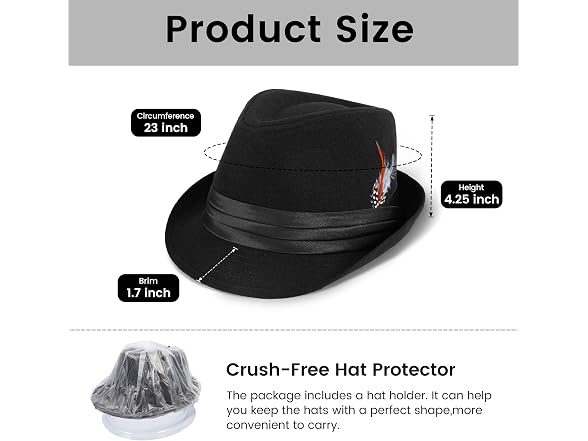 Simplicity Men (OS) Lightweight Fedora Trilby Hat