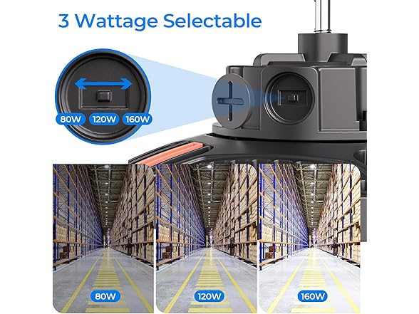 CINOTON UFO LED High Bay Light, 160W/120W/80W Switchable