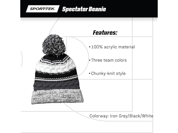Sport-tek Boys (OS) Pom Pom Team Beanie