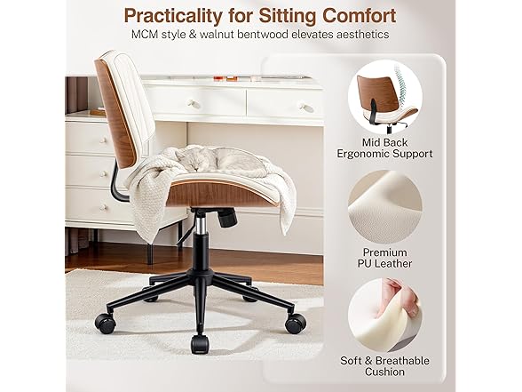Fidom Ergonomic Armless Office Desk Chair