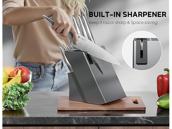 ASETY 15 PCS Stainless Steel Knife Set