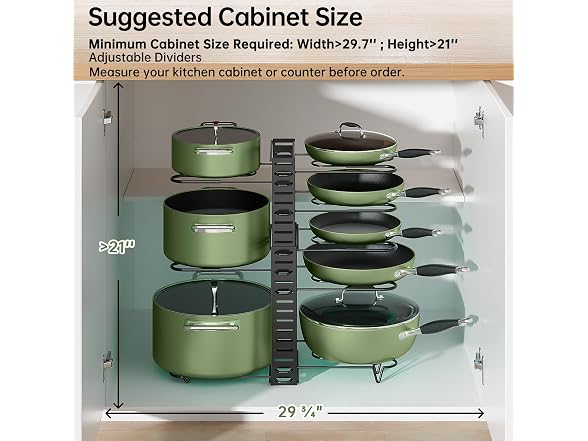 MUDEELA 8-Tier Adjustable Pots and Pans